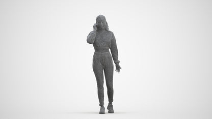 scanned 3D woman sport, photogrammetry people for Enscape and V-Ray, three-quarter front view render