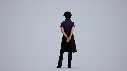 3D scanned woman standing, photorealistic archviz people for Enscape and SketchUp, front view render