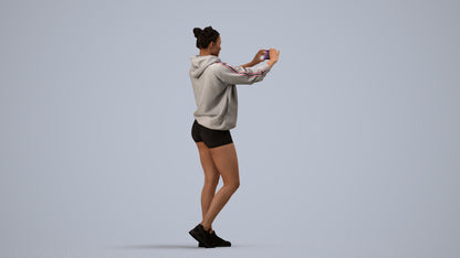 3D people model woman casual standing, scanned human for 3ds Max rendering, side view render