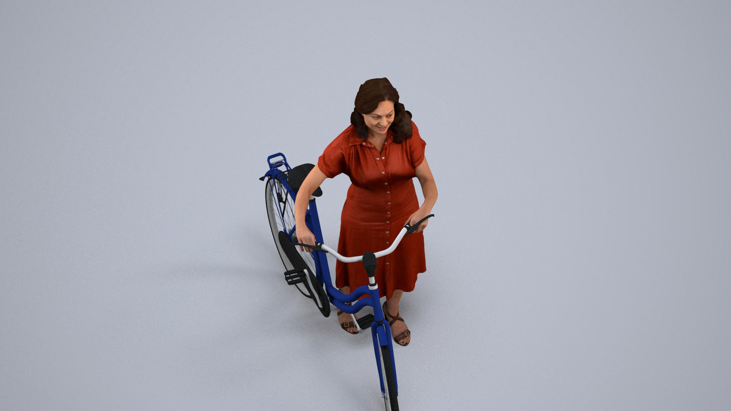 3D people model woman casual mix, scanned human for 3ds Max rendering, back view render