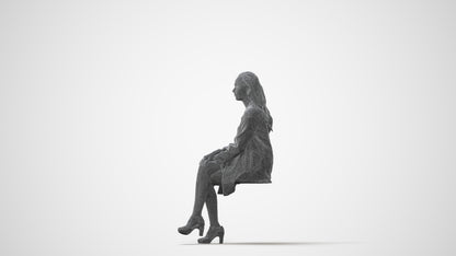photogrammetry 3D woman business sitting, realistic human model archviz FBX, square thumbnail