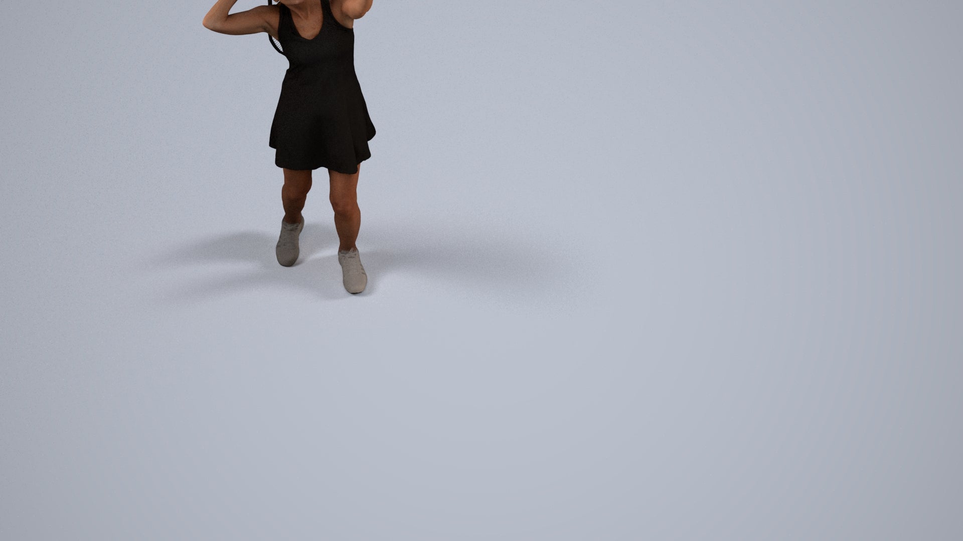 3D scanned woman sport, photorealistic archviz people for Enscape and SketchUp, back view render