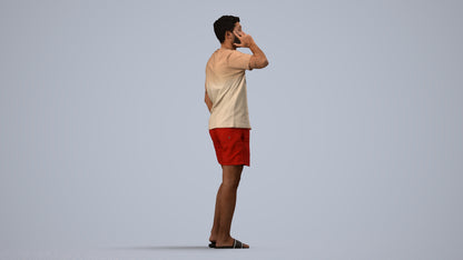 3D people model man casual standing, scanned human for 3ds Max rendering, side view render