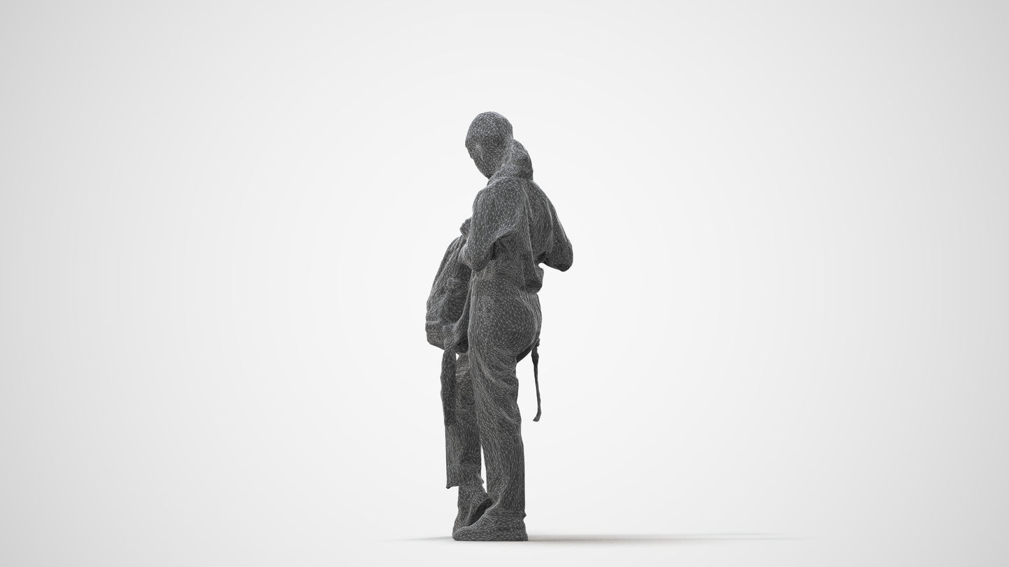 realistic 3D human girl kids, archviz people FBX OBJ for Blender, square thumbnail