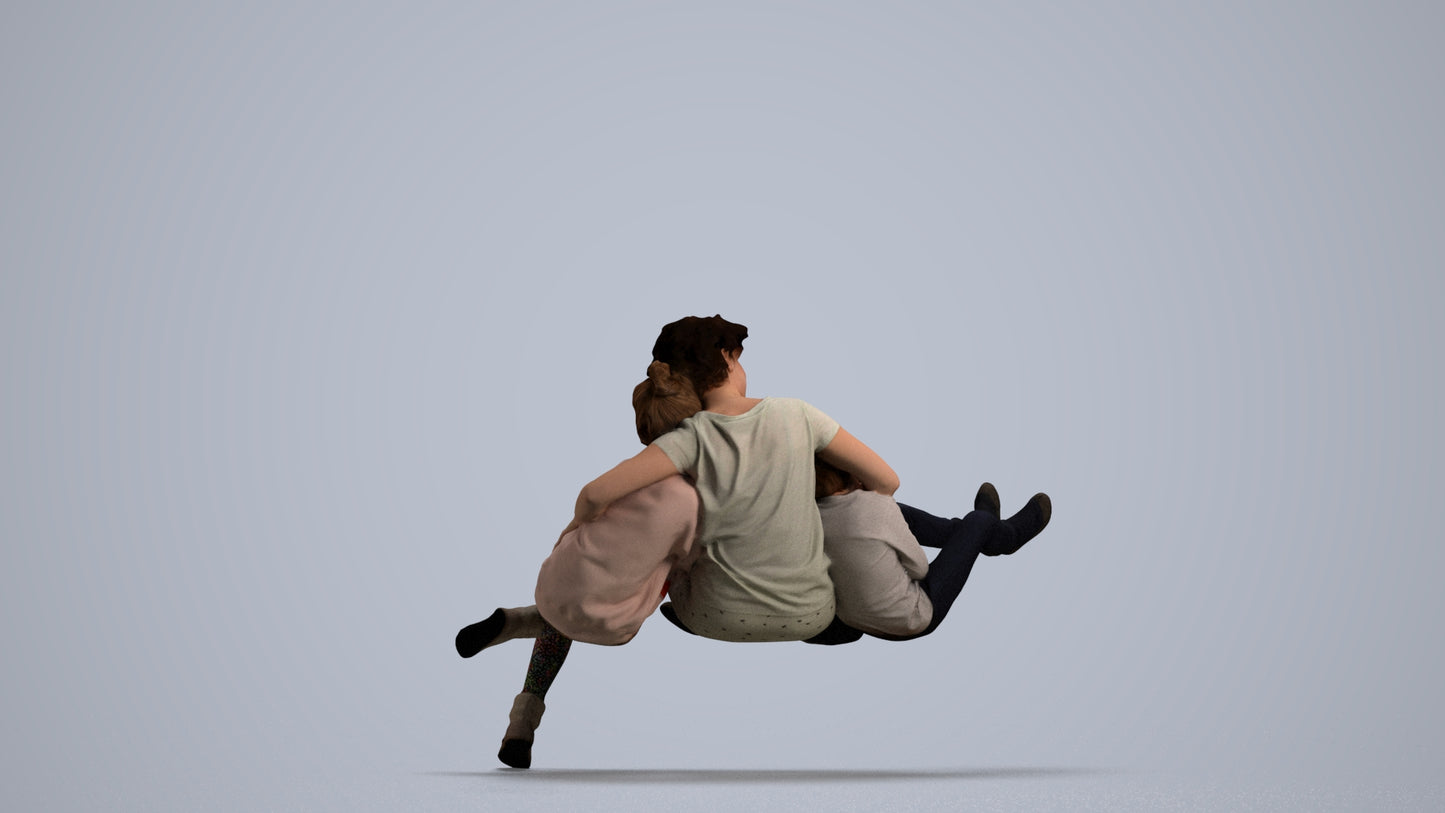 realistic 3D girl casual kids, scanned archviz people for Blender and 3ds Max, front view render