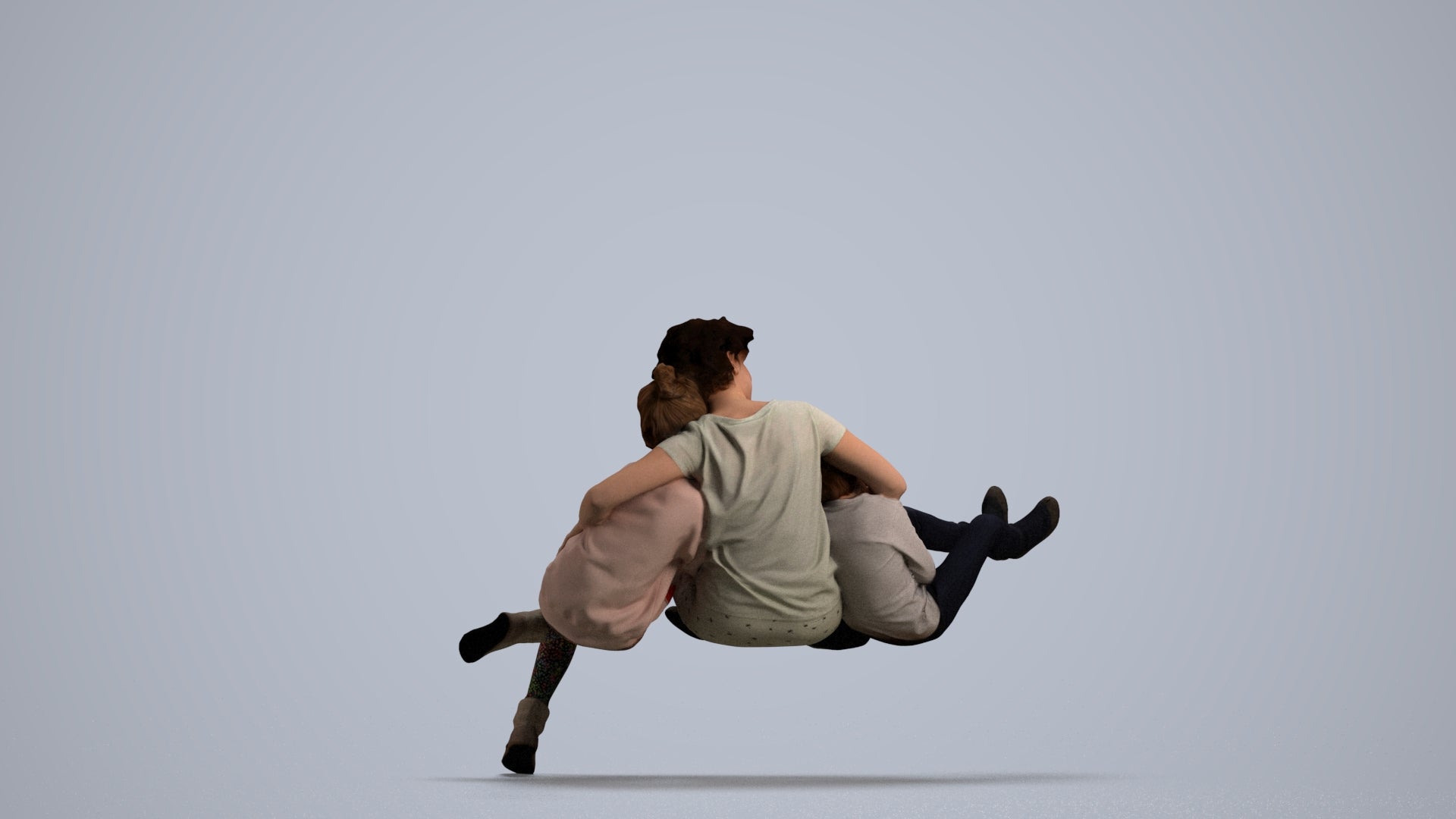 realistic 3D girl casual kids, scanned archviz people for Blender and 3ds Max, front view render