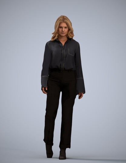 3D scanned woman walking business, photorealistic archviz people for Enscape and SketchUp