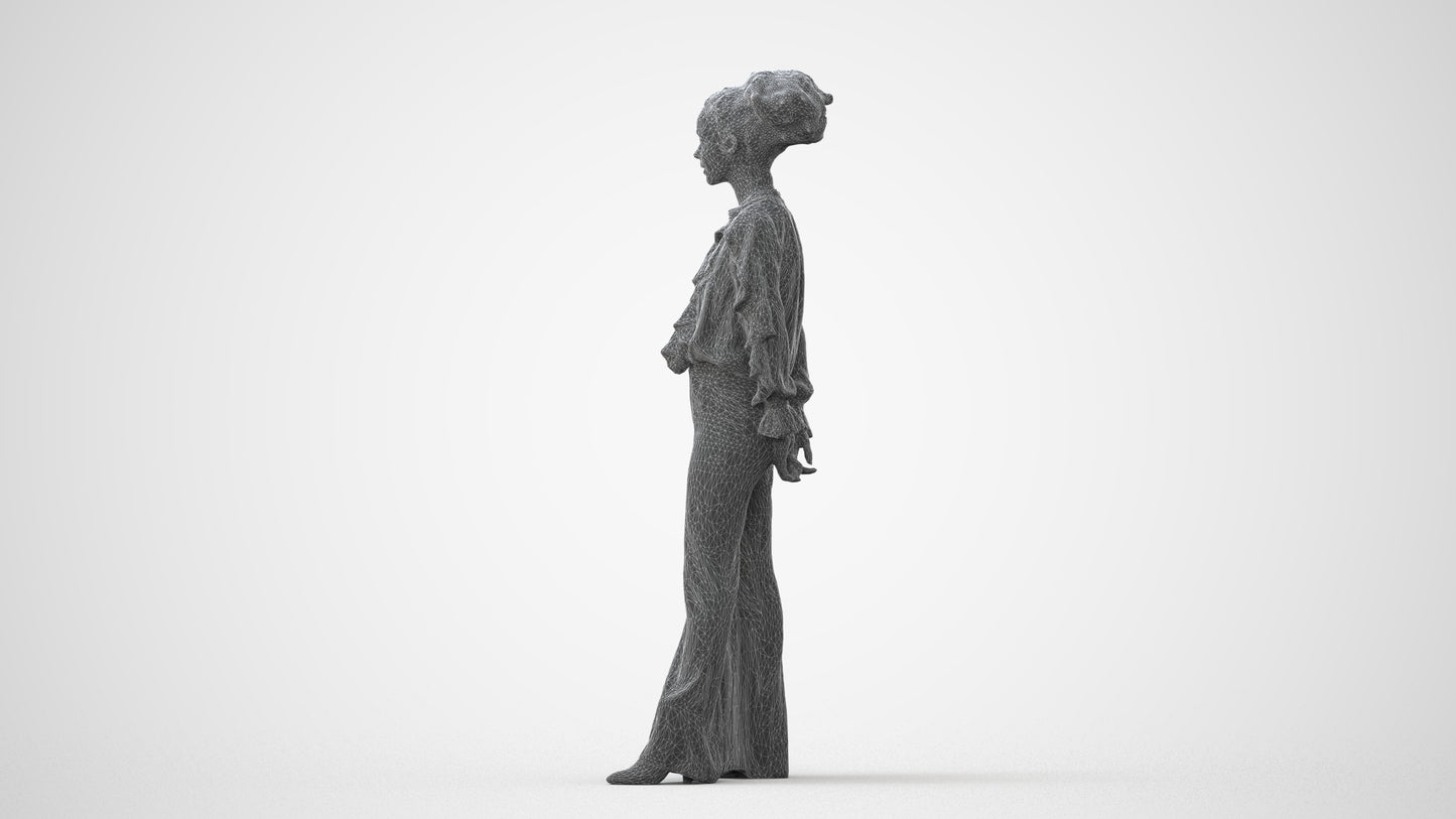 3D scanned woman standing casual, photorealistic archviz people for Enscape and SketchUp, square thumbnail