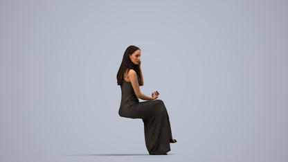3D scanned woman formalaffairs formal, photorealistic archviz people for Enscape and SketchUp, side view render