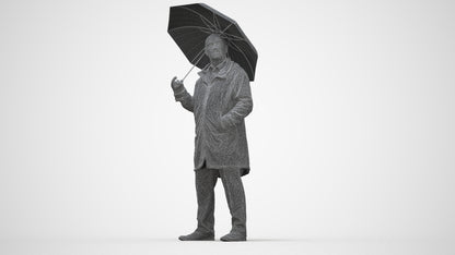 3D people model senior man business standing, scanned human for 3ds Max rendering, wireframe back view