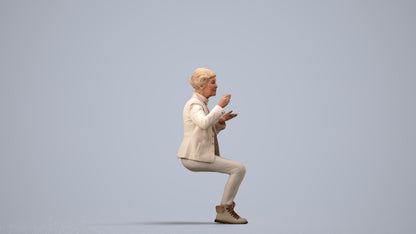 realistic 3D people senior woman business sitting, render-ready for V-Ray and Corona, FBX OBJ, side view render
