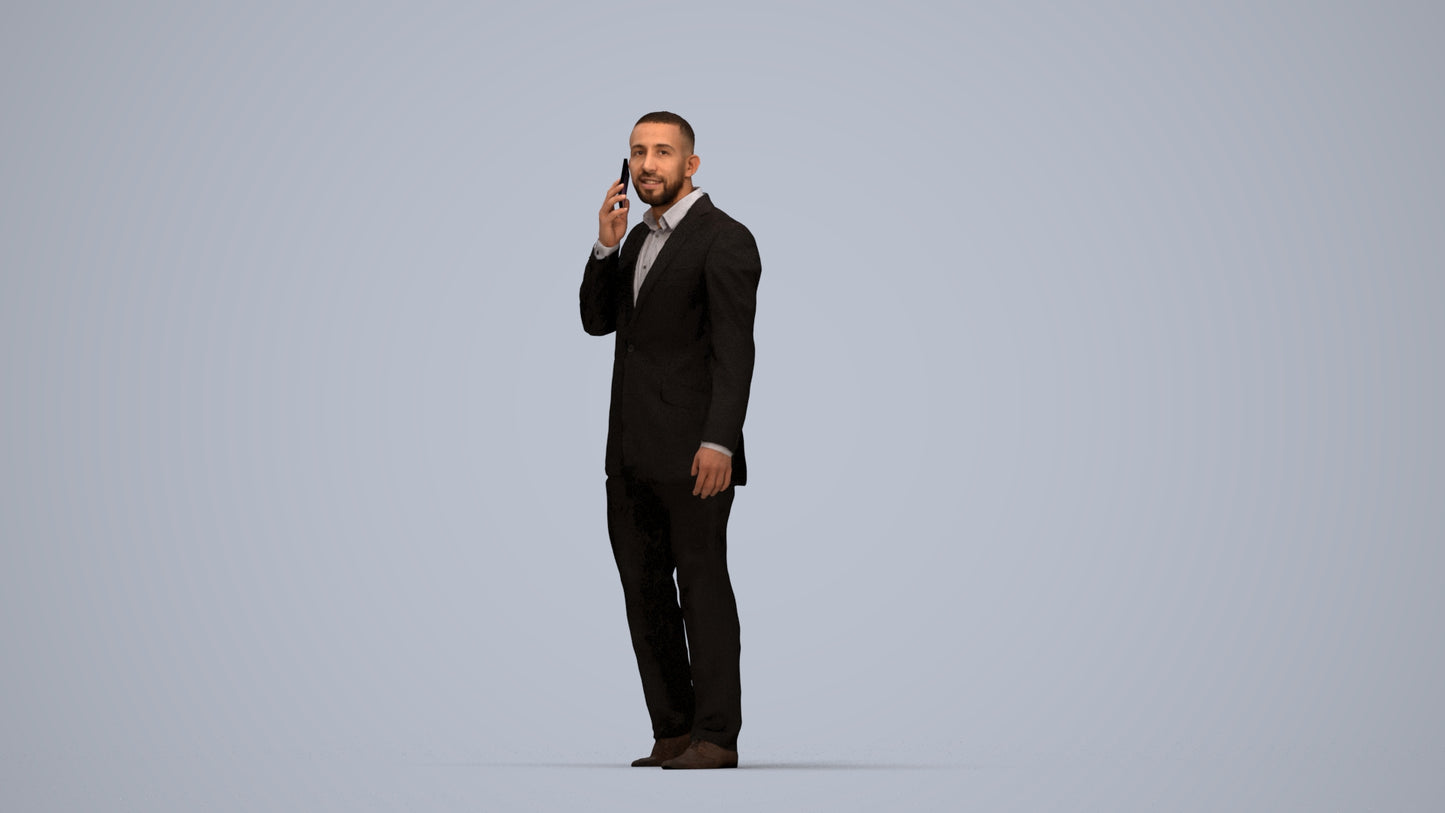 realistic 3D people man business, render-ready for V-Ray and Corona, FBX OBJ, top-down view render