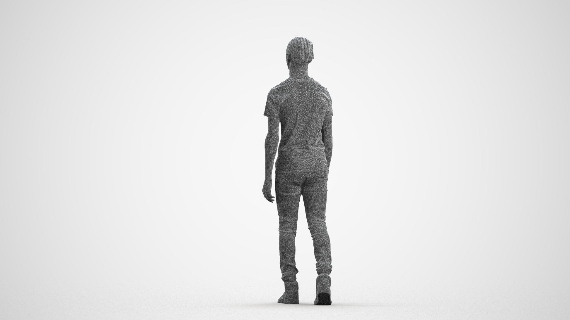 realistic 3D people boy casual kids, render-ready for V-Ray and Corona, FBX OBJ, wireframe front view