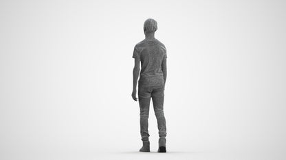 realistic 3D people boy casual kids, render-ready for V-Ray and Corona, FBX OBJ, wireframe front view