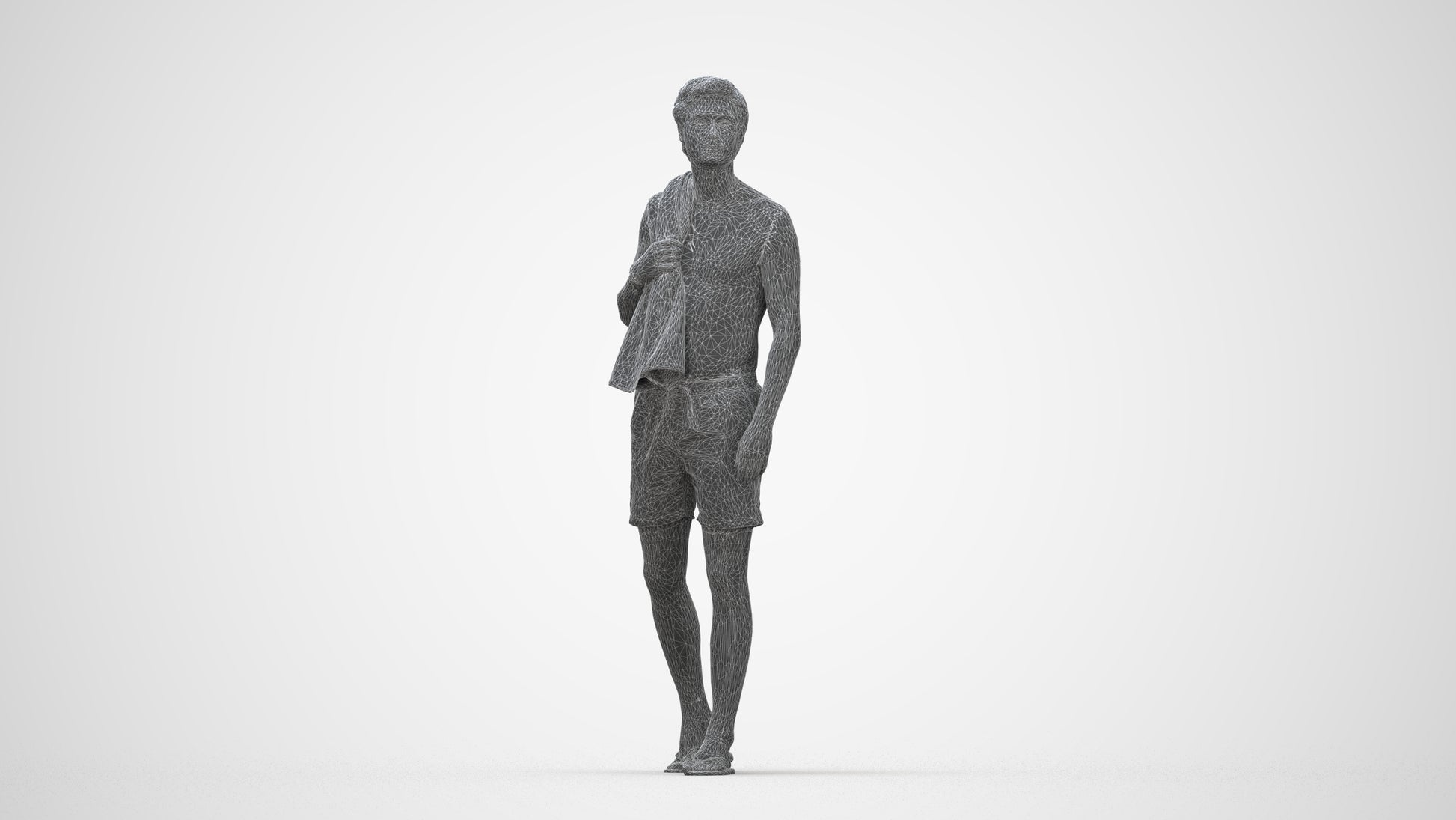 realistic 3D people man sport, render-ready for V-Ray and Corona, FBX OBJ, wireframe back view