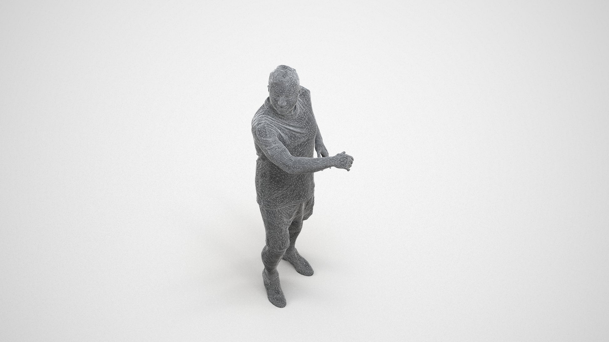 photogrammetry 3D man sport, realistic human model archviz FBX, wireframe three-quarter view
