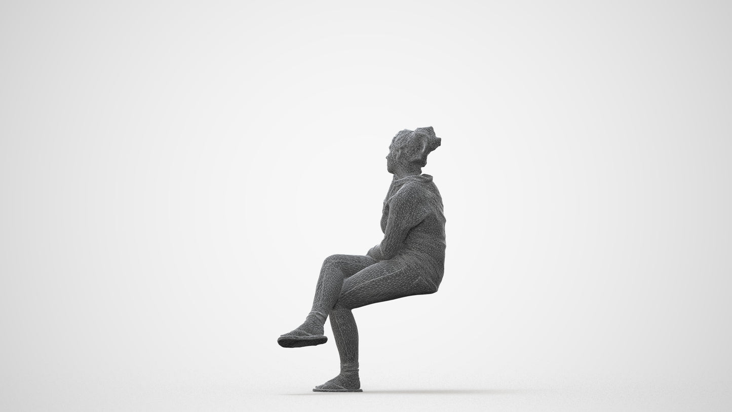 3D scanned boy sitting casual, photorealistic archviz people for Enscape and SketchUp, square thumbnail