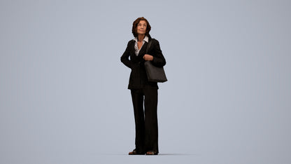 scanned 3D senior woman business, photogrammetry people for Enscape and V-Ray, top-down view render