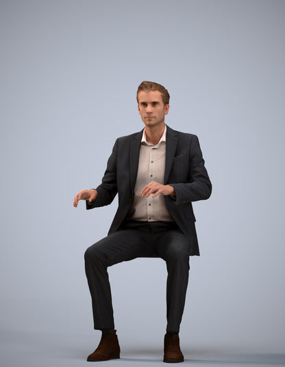 3D scanned man business, photorealistic archviz people for Enscape and SketchUp