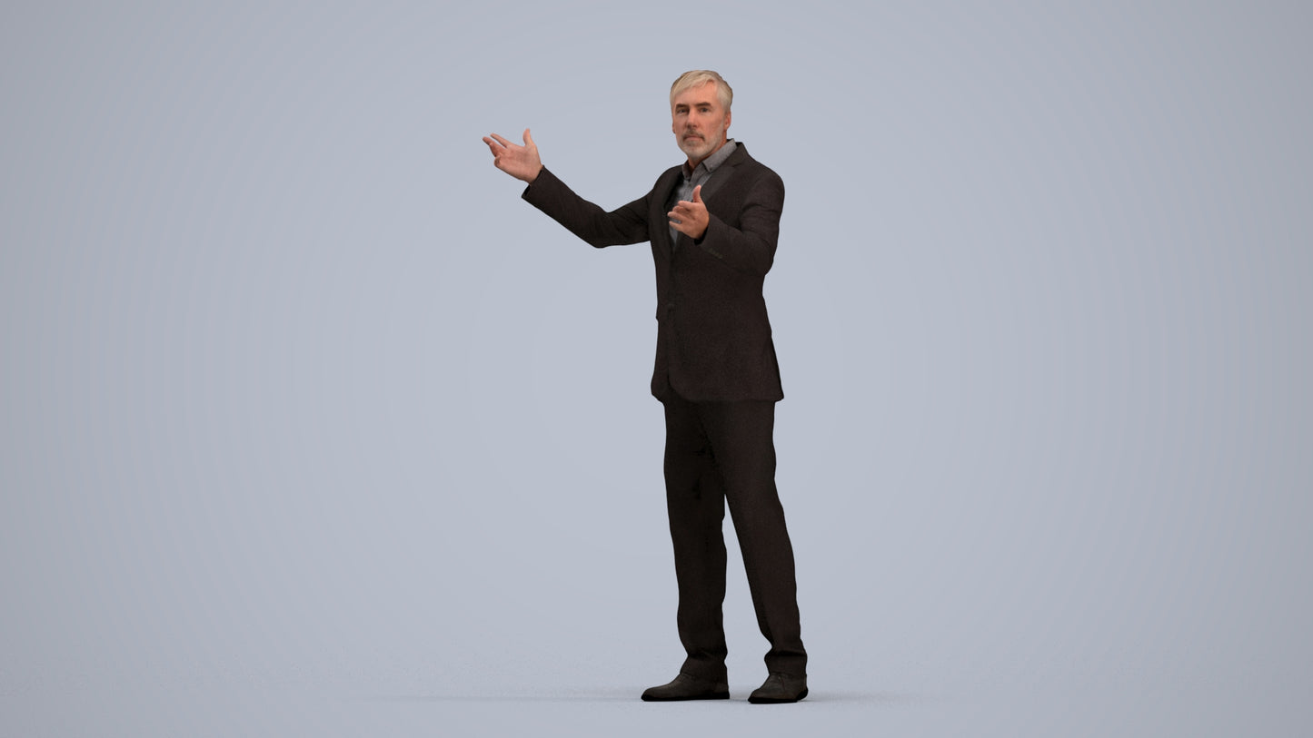 realistic 3D people man business, render-ready for V-Ray and Corona, FBX OBJ, standing pose render