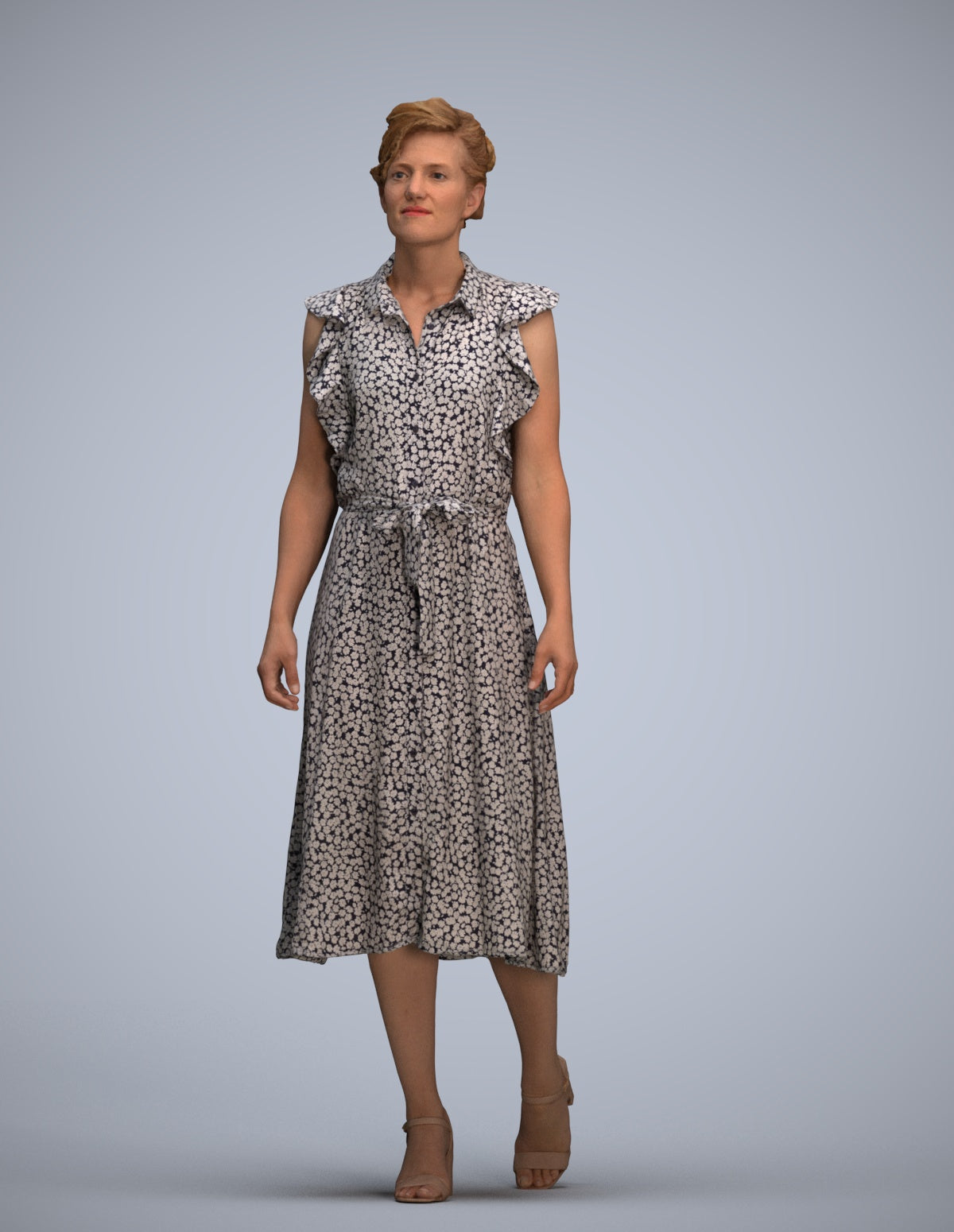 scanned 3D woman business walking, photogrammetry people for Enscape and V-Ray