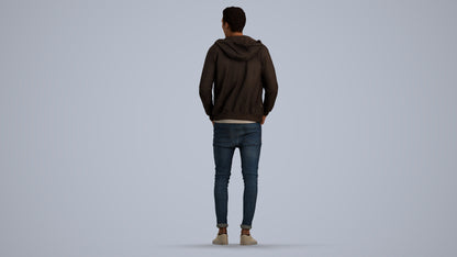 realistic 3D people man casual standing, render-ready for V-Ray and Corona, FBX OBJ, front view render