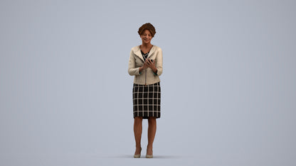 3D scanned woman standing business, photorealistic archviz people for Enscape and SketchUp, standing pose render