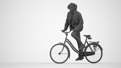 realistic 3D human man casual cycling, archviz people FBX OBJ for Blender, wireframe back view
