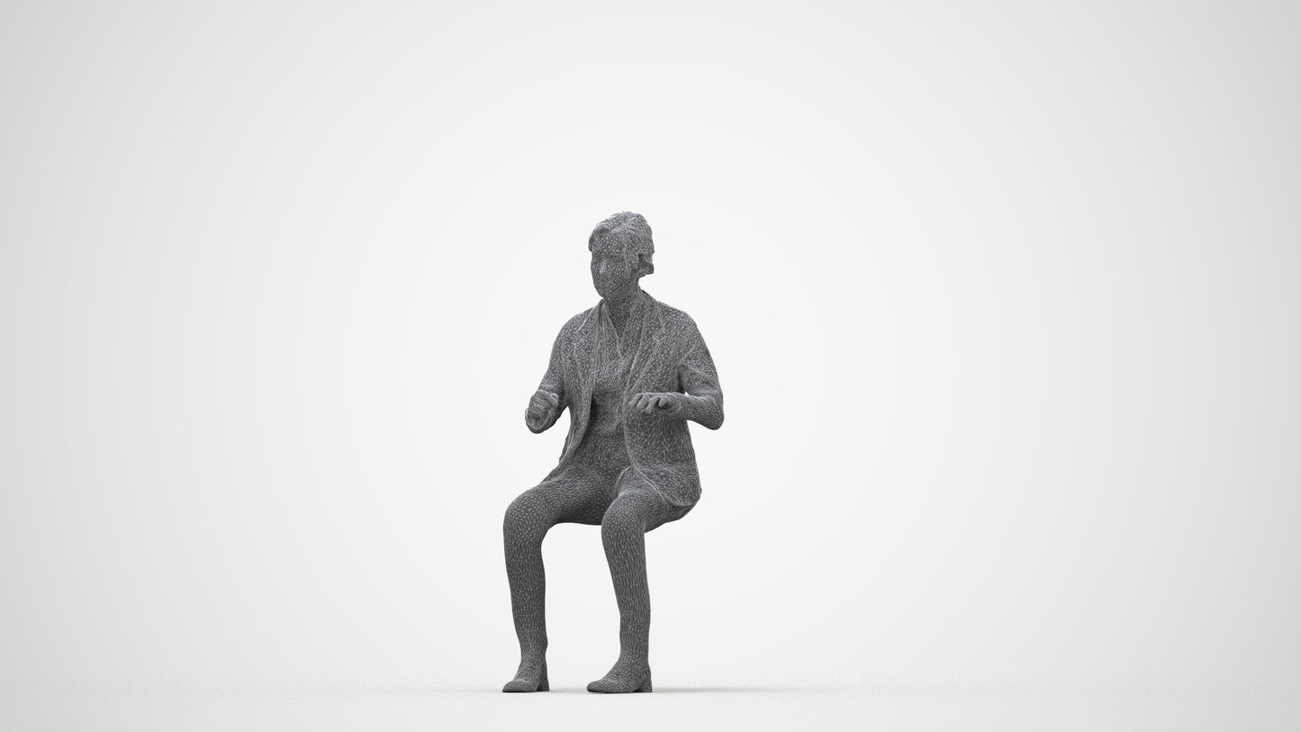 realistic 3D woman business, scanned archviz people for Blender and 3ds Max, wireframe back view