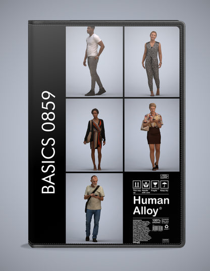 realistic 3D people walking set, 5 render-ready models for V-Ray and Corona
