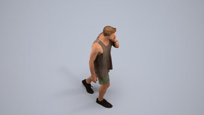 realistic 3D man casual walking, scanned archviz people for Blender and 3ds Max, back view render