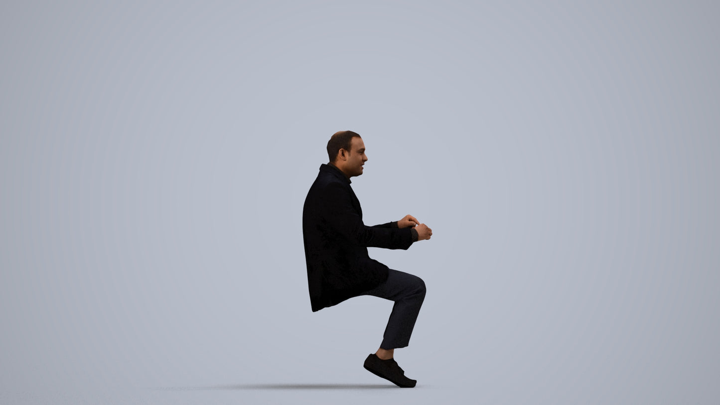 realistic 3D man business, scanned archviz people for Blender and 3ds Max, side view render