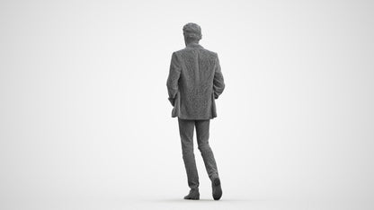 realistic 3D man business standing, scanned archviz people for Blender and 3ds Max, wireframe front view