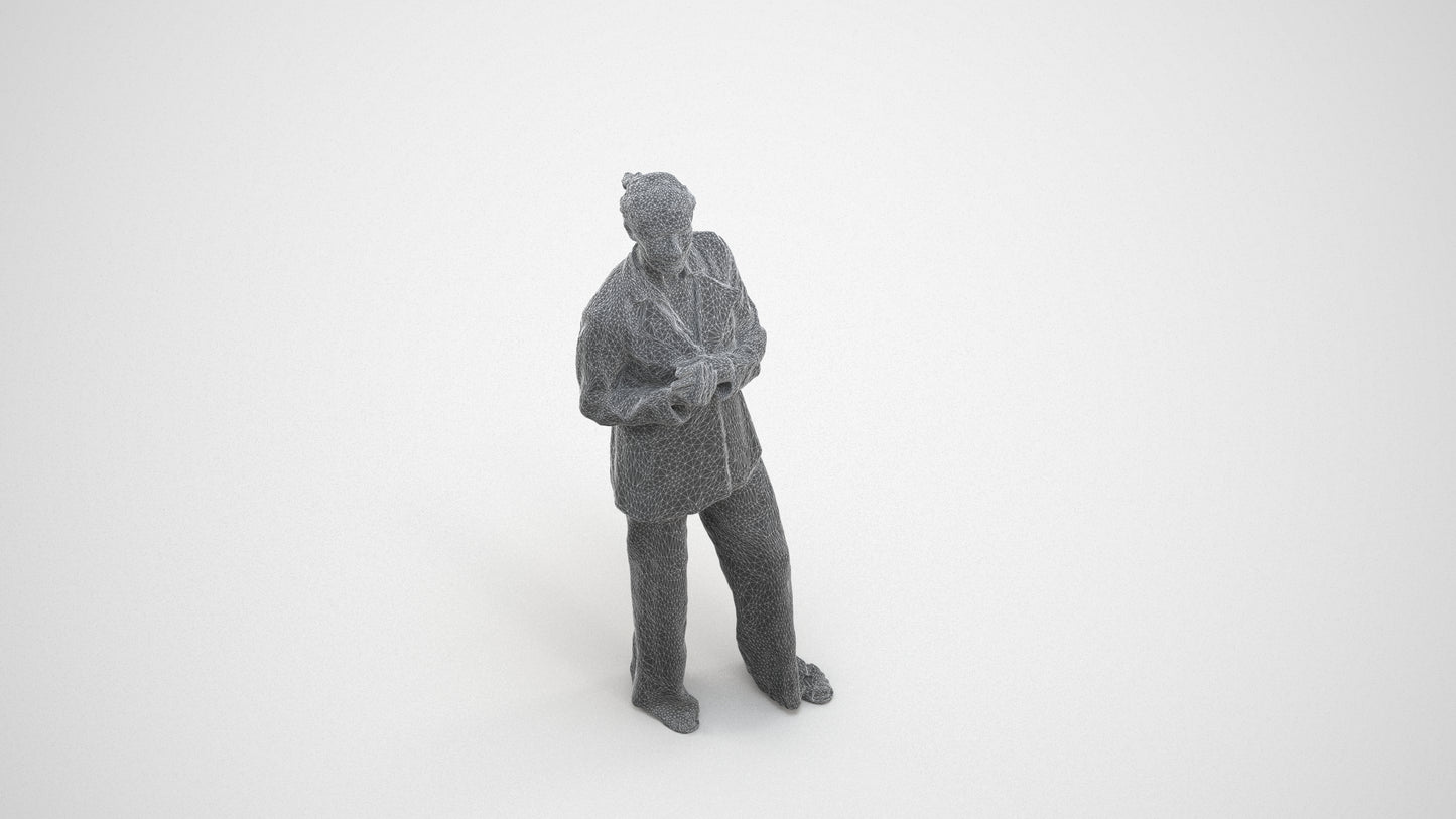 realistic 3D people senior woman business, render-ready for V-Ray and Corona, FBX OBJ, wireframe three-quarter view
