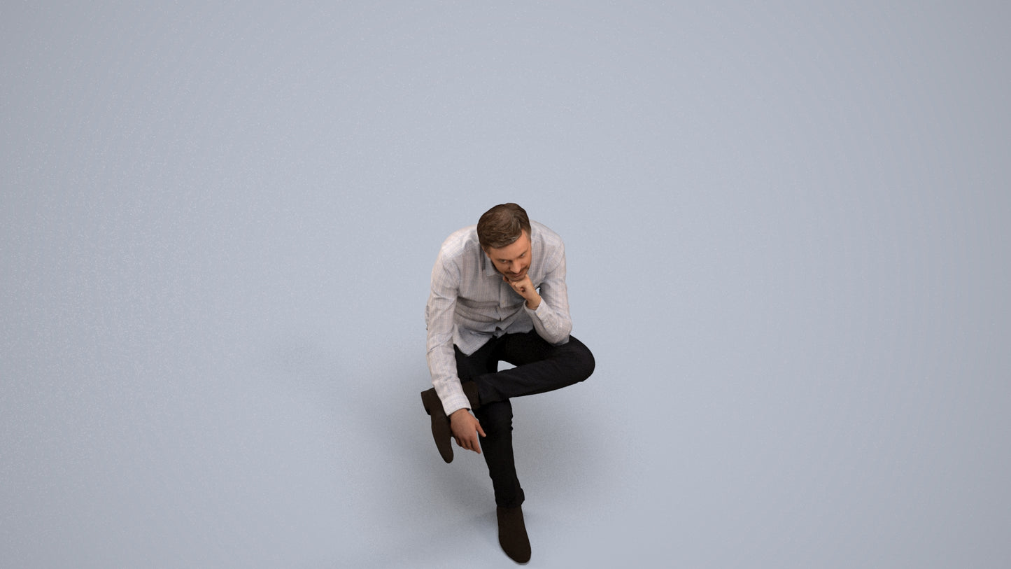 3D scanned man business, photorealistic archviz people for Enscape and SketchUp, back view render