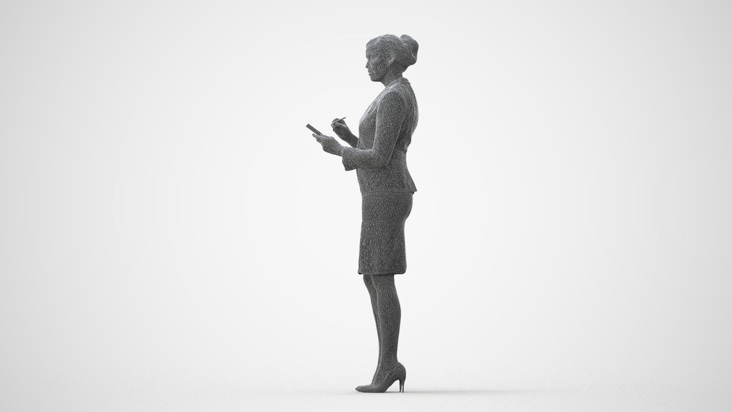 scanned 3D woman hospitality, photogrammetry people for Enscape and V-Ray, square thumbnail