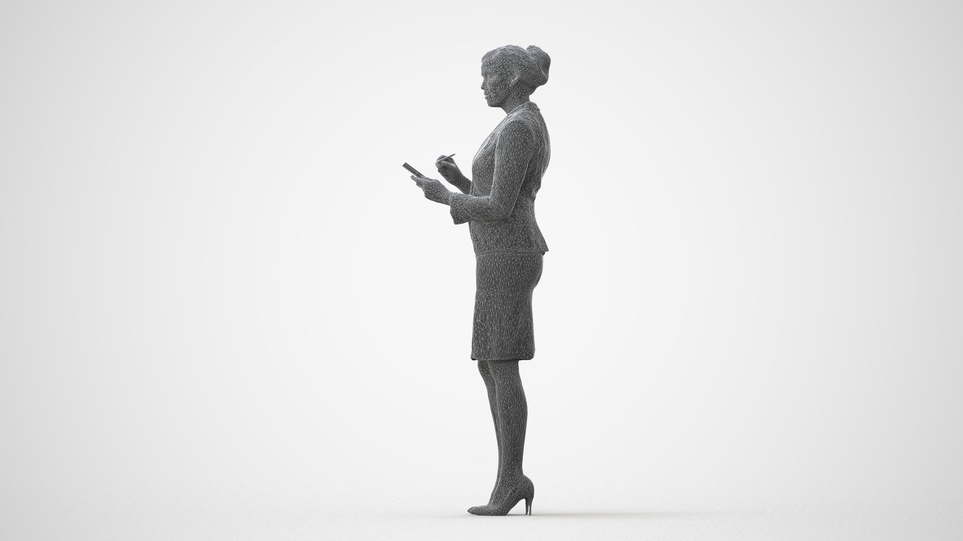 scanned 3D woman hospitality, photogrammetry people for Enscape and V-Ray, square thumbnail
