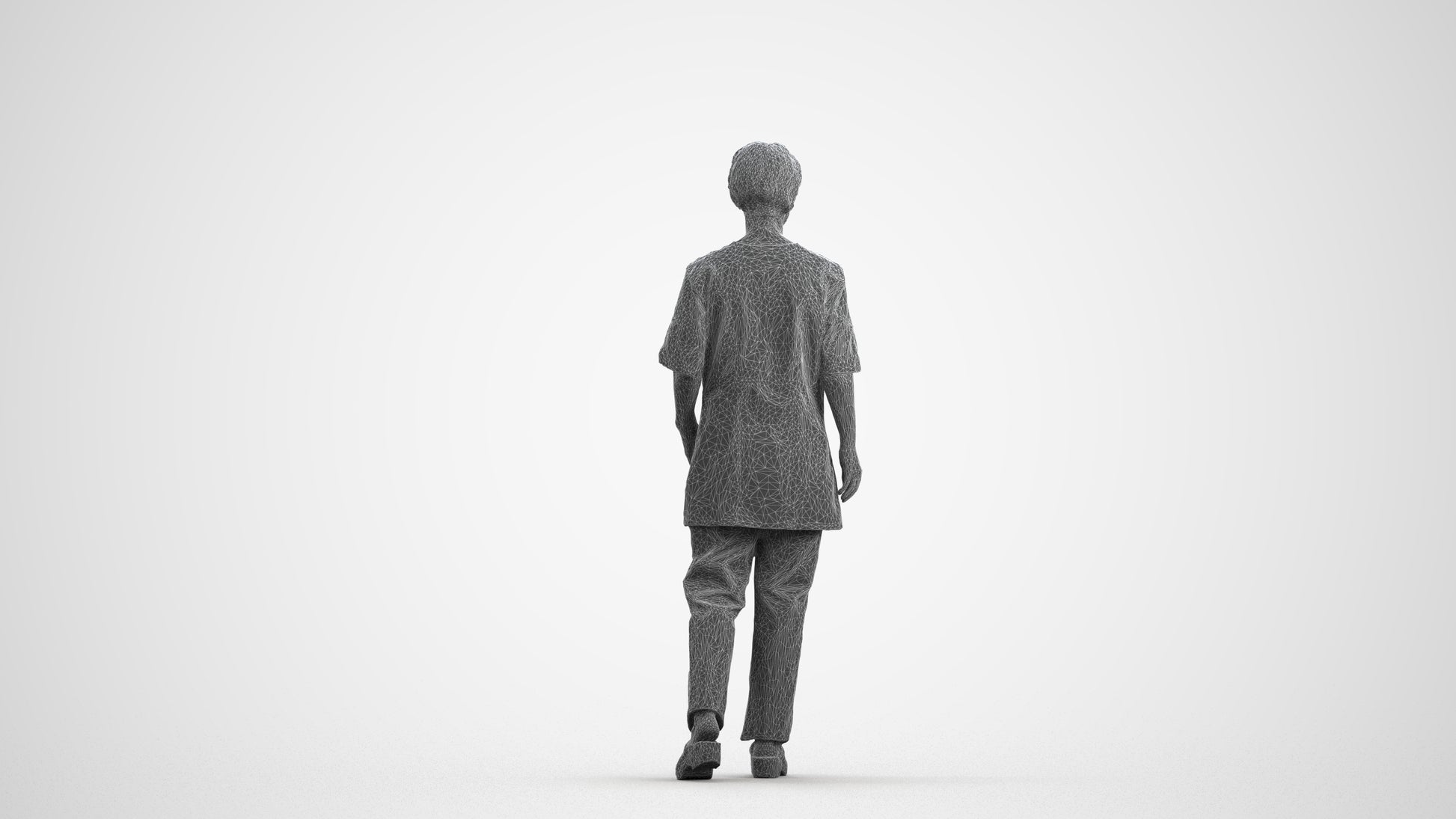 photogrammetry 3D woman standing, realistic human model archviz FBX, wireframe front view