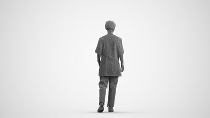photogrammetry 3D woman standing, realistic human model archviz FBX, wireframe front view