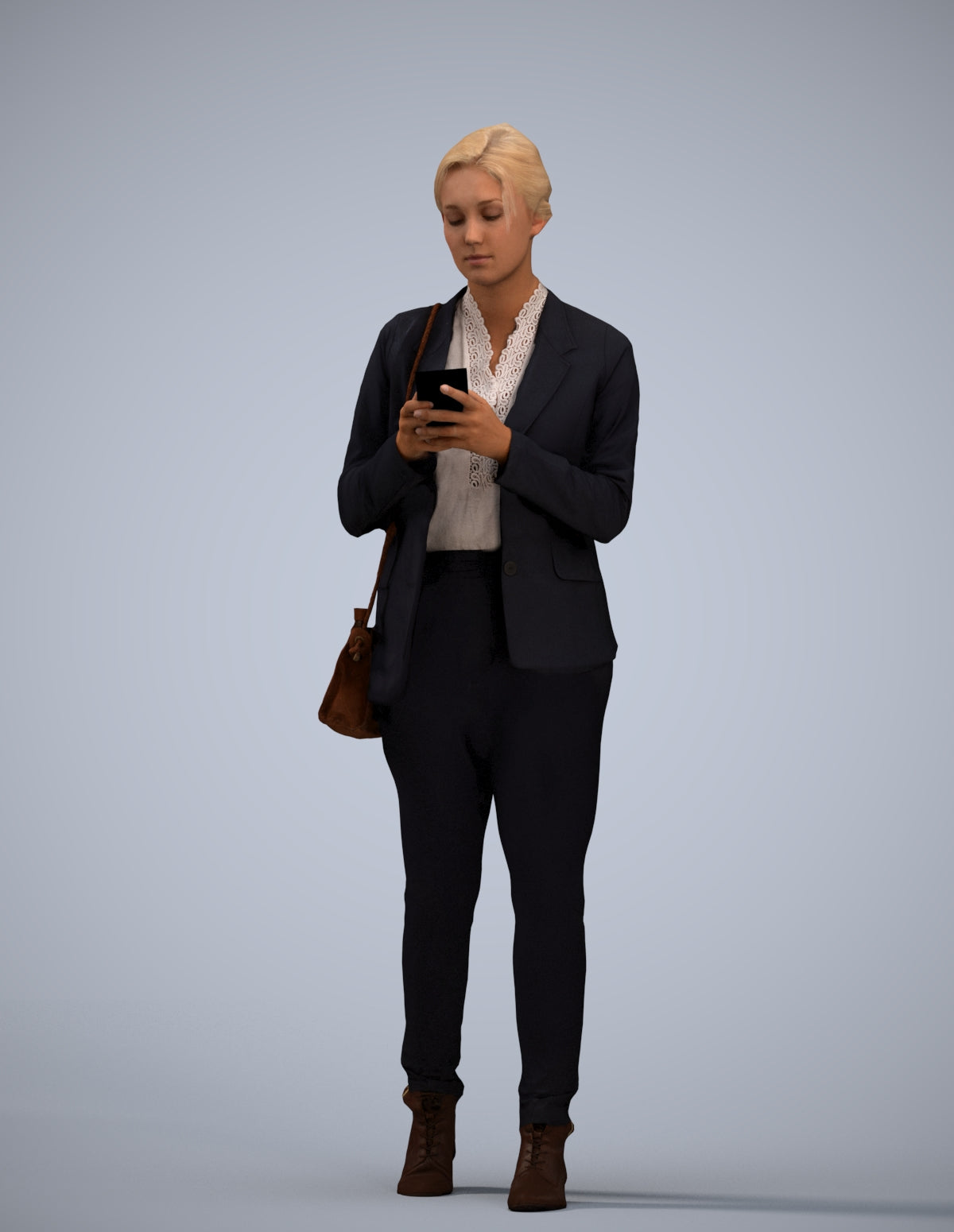 3D people model woman business walking, scanned human for 3ds Max rendering