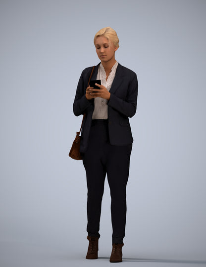 3D people model woman business walking, scanned human for 3ds Max rendering