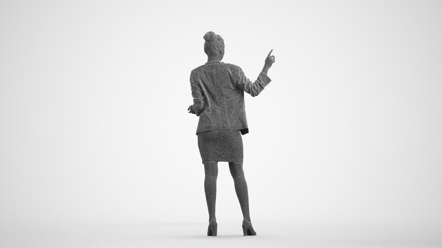 photogrammetry 3D woman business, realistic human model archviz FBX, wireframe front view