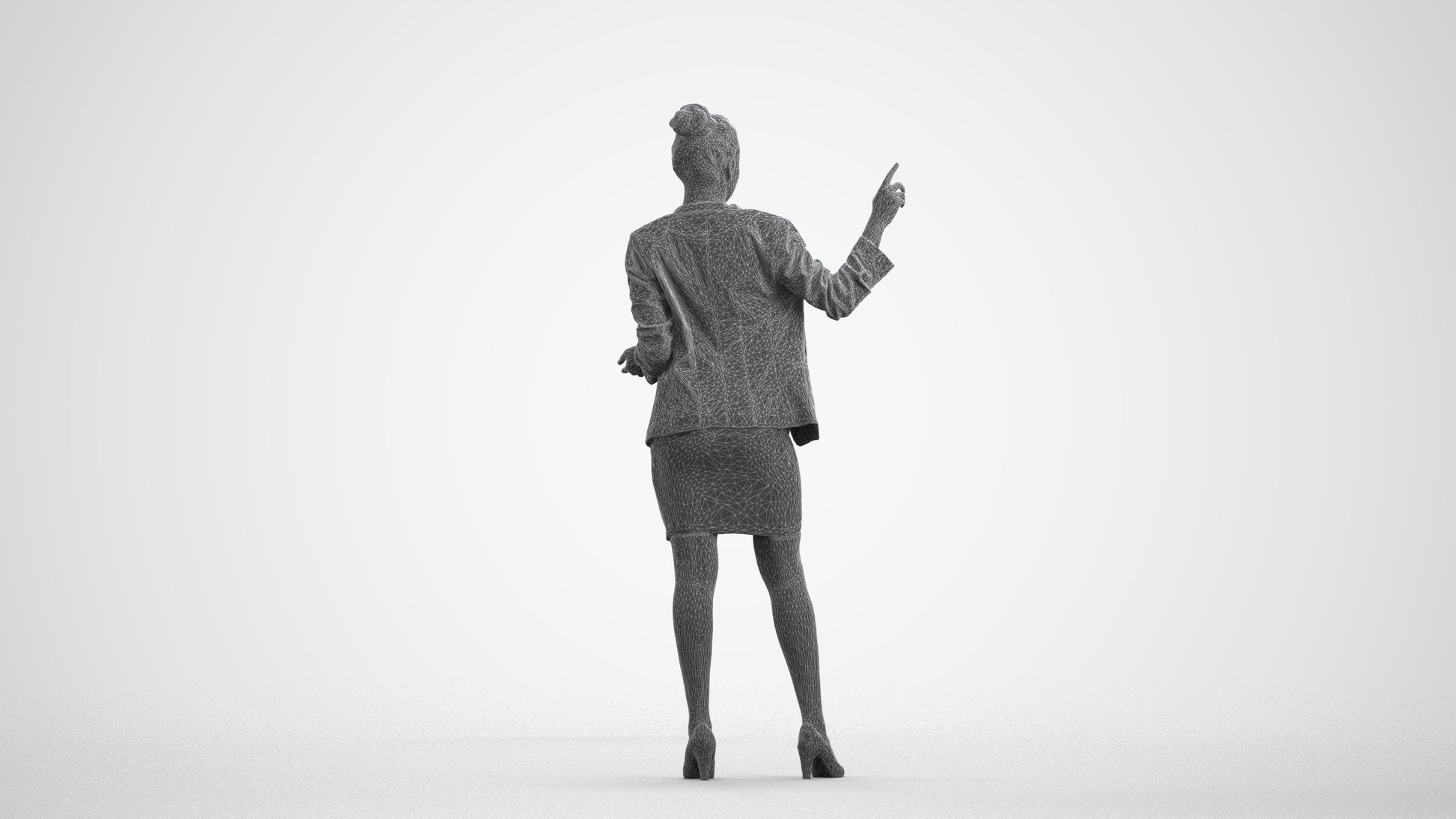 photogrammetry 3D woman business, realistic human model archviz FBX, wireframe front view
