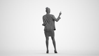 photogrammetry 3D woman business, realistic human model archviz FBX, wireframe front view