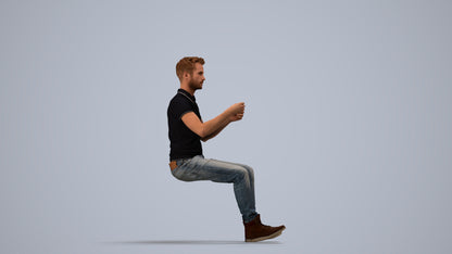 realistic 3D human man casual driving, archviz people FBX OBJ for Blender, side view render