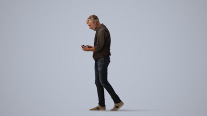 scanned 3D man casual walking, photogrammetry people for Enscape and V-Ray, three-quarter view render