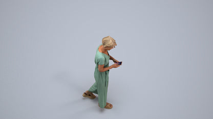 scanned 3D senior woman casual walking, photogrammetry people for Enscape and V-Ray, back view render