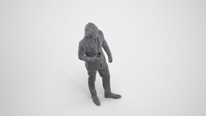 3D people model man business, scanned human for 3ds Max rendering, wireframe three-quarter view