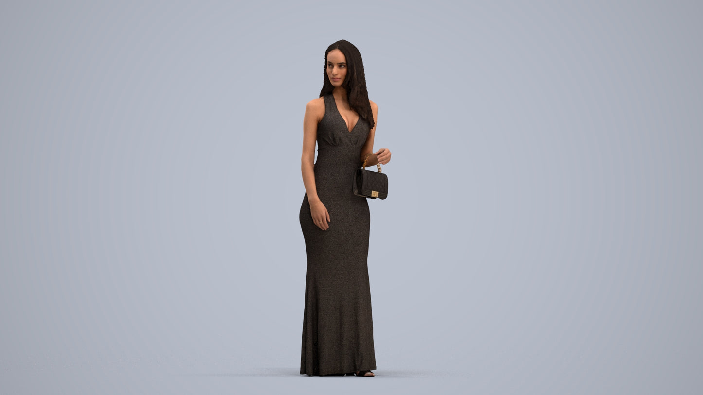 scanned 3D woman formal formalaffairs, photogrammetry people for Enscape and V-Ray, standing pose render
