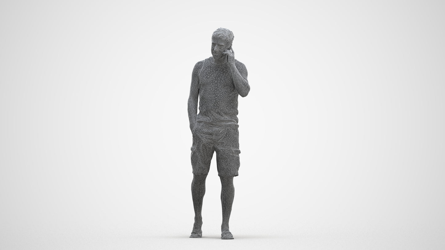 3D people model man casual walking, scanned human for 3ds Max rendering, three-quarter front view render